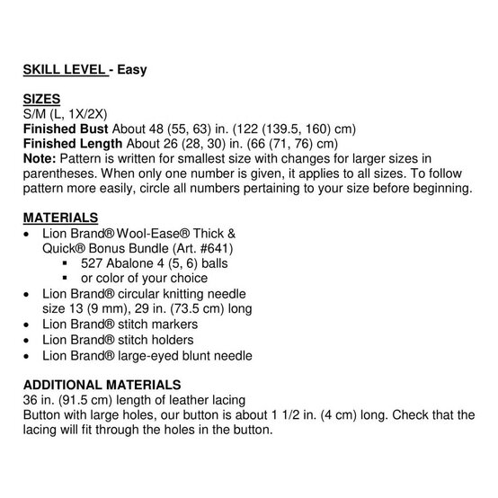 FREE PATTERN Lion Brand Thick and Quick Powder Ridge Hooded Vest L60122 image number 2