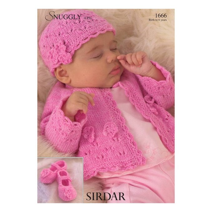 Sirdar Snuggly 4 Ply Cardigan Hat and Shoes  Digital Pattern 1666 image number 1