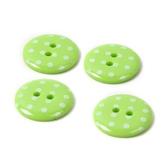 Hemline Light Green Novelty Spotty Button 4 Pack
