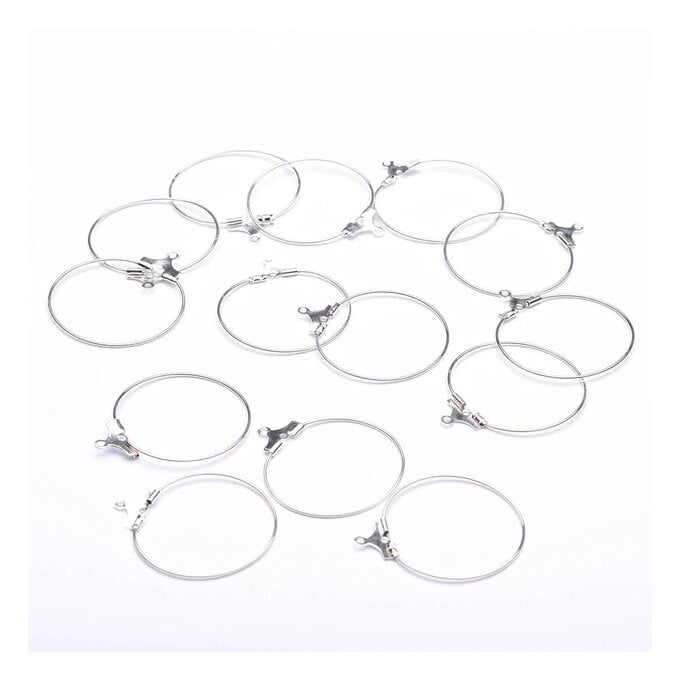 Beads Unlimited Silver Plated Hanging Hoops 25mm 10 Pack image number 1