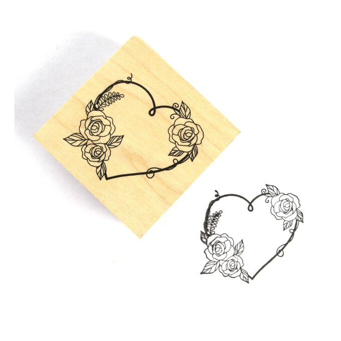 Heart Wreath Wooden Stamp 5cm x 5cm image number 1