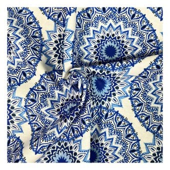 All About Blues Medallion Cotton Print Fabric by the Metre