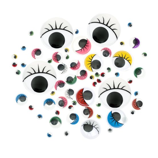 Assorted Googly Eyes with Lashes 100 Pack image number 1