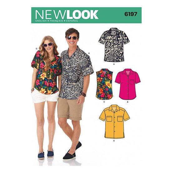 New Look Women and Men's Shirts Sewing Pattern 6197 image number 1