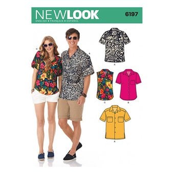 New Look Women and Men's Shirts Sewing Pattern 6197