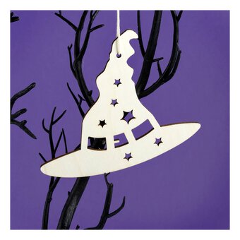 Hanging Wooden Witch’s Hat Decoration 12cm