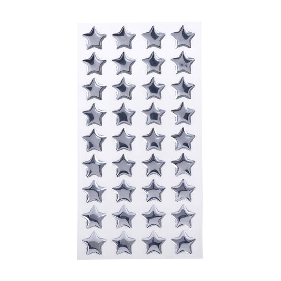 Silver Star Epoxy Stickers 36 Pack  image number 1
