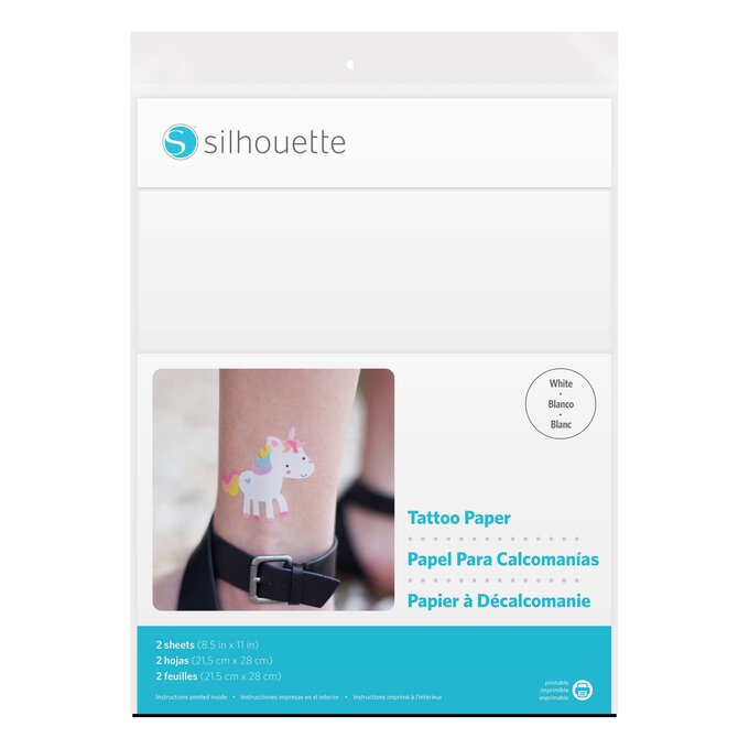Silhouette Printable Temporary Tattoo Paper, White - 2 pack