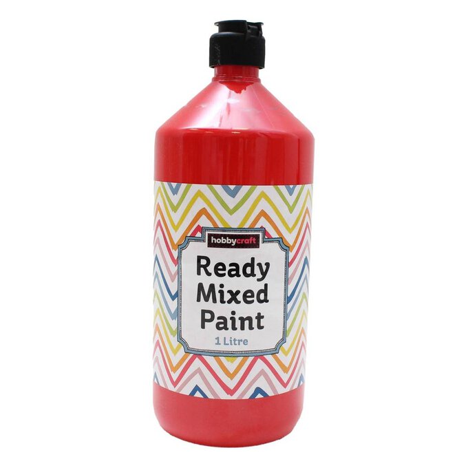 Red Ready Mixed Paint 1 Litre Hobbycraft