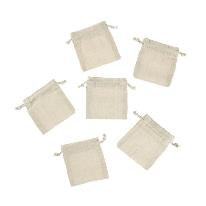 Natural Cotton Drawstring Bags 6 Pack