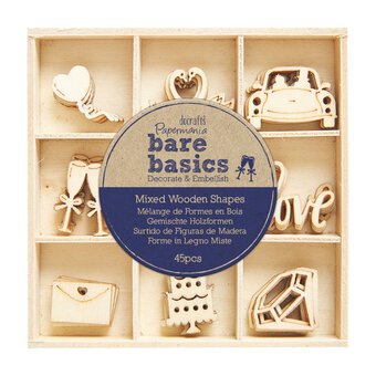 Papermania Mixed Wooden Wedding Shapes 45 Pack