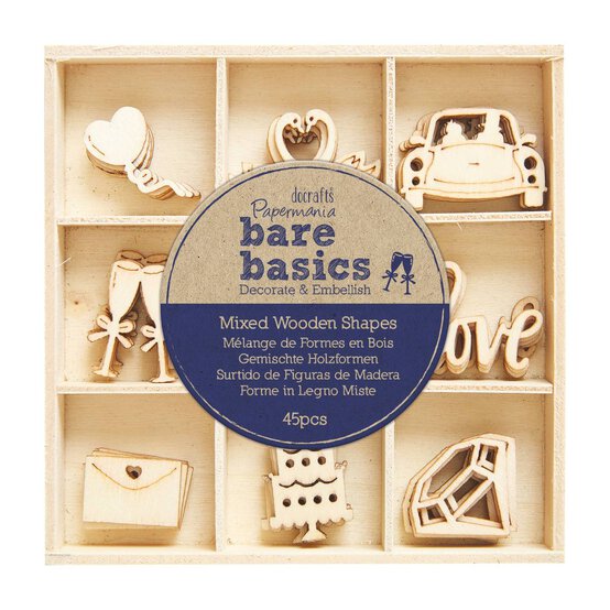 Papermania Mixed Wooden Wedding Shapes 45 Pack image number 1