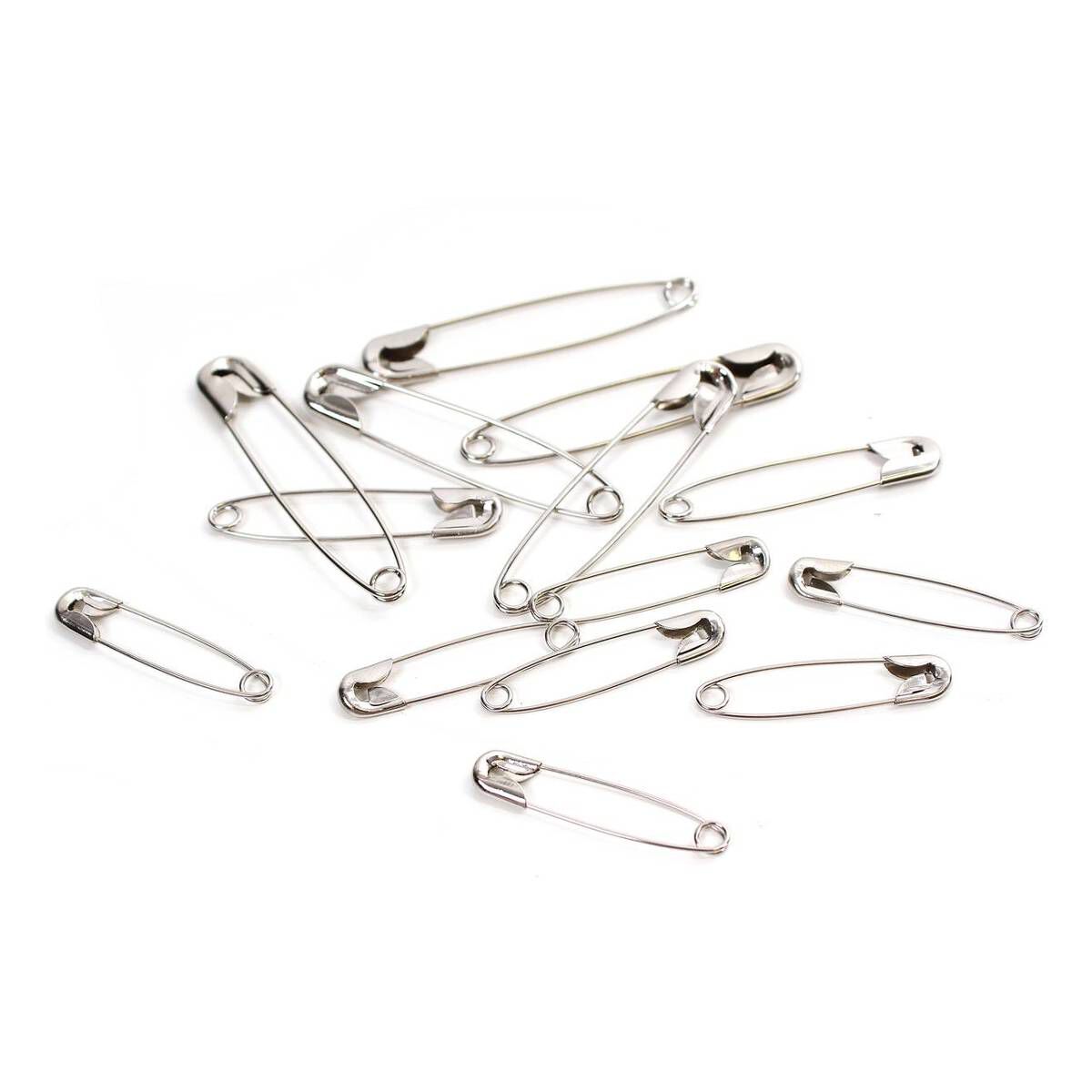 50 x Assorted SAFETY PINS Silver Colour Hobby Craft Sewing Needle Pin Art GEM UK 