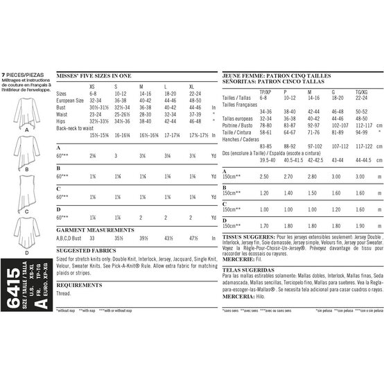 New Look Women's Knit Tunics Sewing Pattern 6415 image number 3