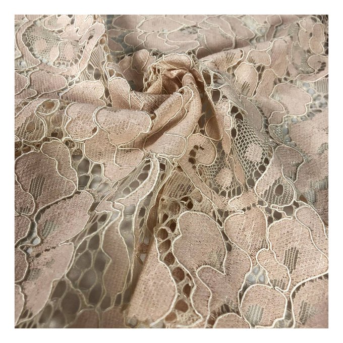 Cream Corded Floral Lace Fabric by the Metre image number 1