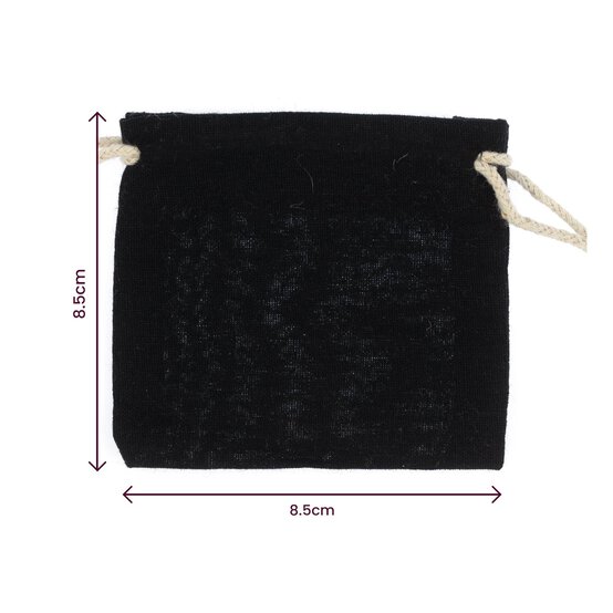 Black Mini Cotton Drawstring Bags 5 Pack image number 3