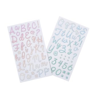 Rainbow Alphabet Chipboard Stickers 83 Pieces