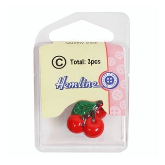Hemline Red Novetly Cherry Button 3 Pack