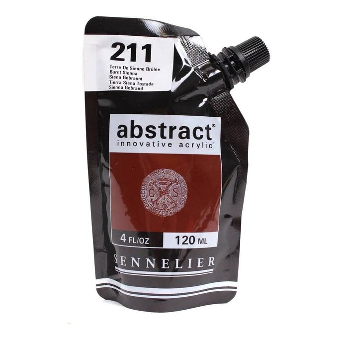 Sennelier Satin Burnt Sienna Abstract Acrylic Paint Pouch 120ml image number 1