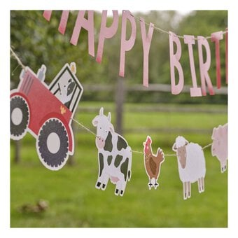 Ginger Ray Happy Birthday Farm Animal Bunting 2m image number 3