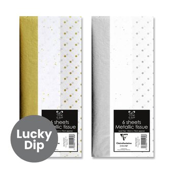 Assorted Metallic Tissue Paper 70cm x 50cm 6 Pack