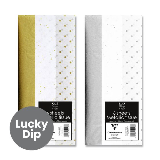Assorted Metallic Tissue Paper 70cm x 50cm 6 Pack image number 1