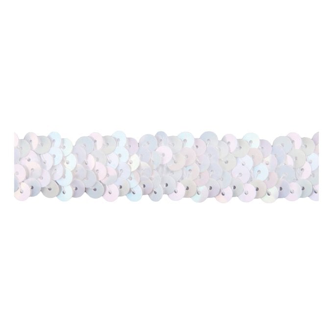 Pearl 20mm Sequin Stretch Trim by the Metre image number 1