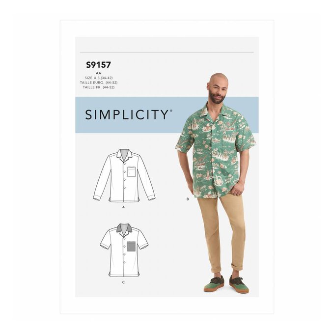 Simplicity Men’s Shirt Sewing Pattern S9157 (34-42) image number 1