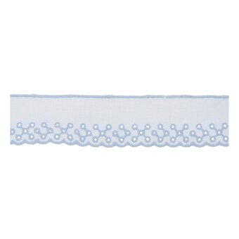 Pale Blue 35mm Cotton Broderie Trim by the Metre