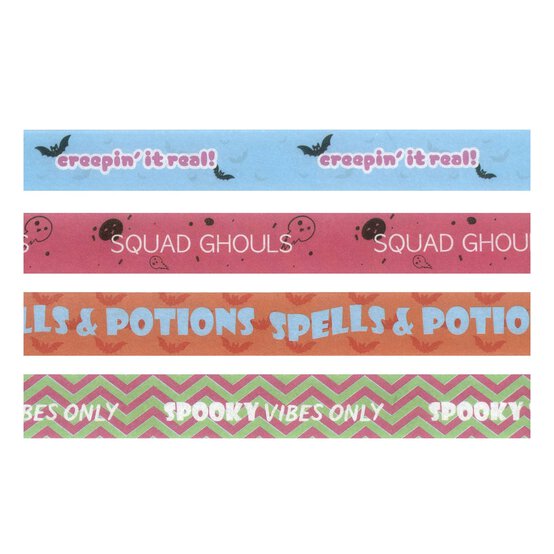 Halloween Sentiment Washi Tapes 2m 4 Pack image number 3