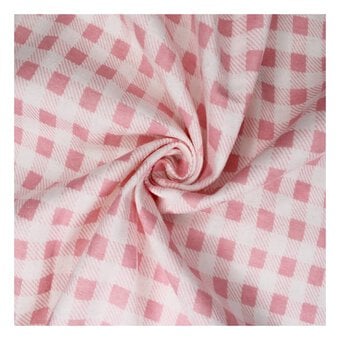 Baby Pink Check Winceyette Polycotton Fabric by the Metre