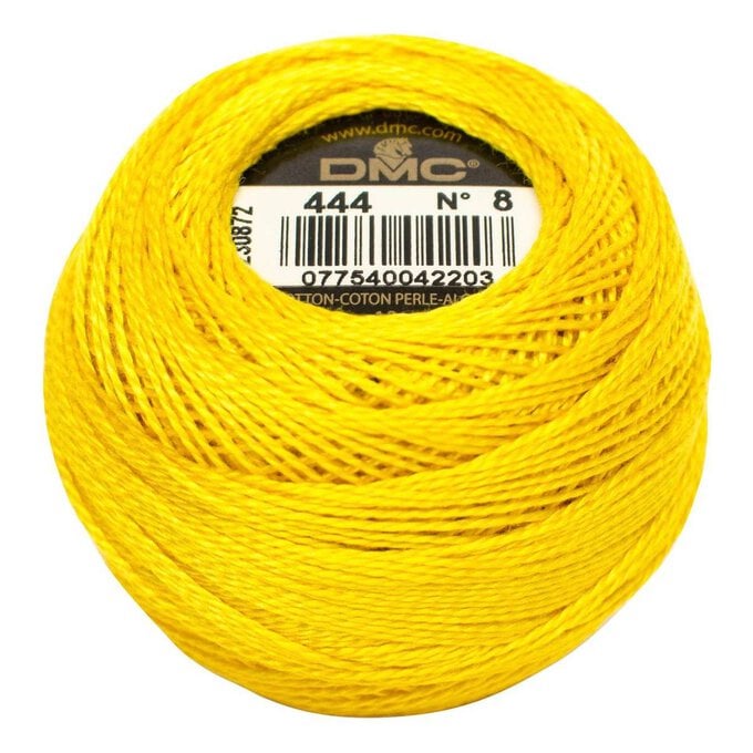 DMC Yellow Pearl Cotton Thread on a Ball Size 8 80m (444) image number 1