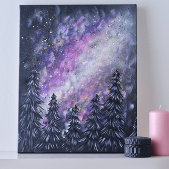 How to Paint a Galaxy Acrylic Painting on Black Gesso