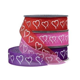 Purple Curly Hearts Ribbon 15mm x 3.5m