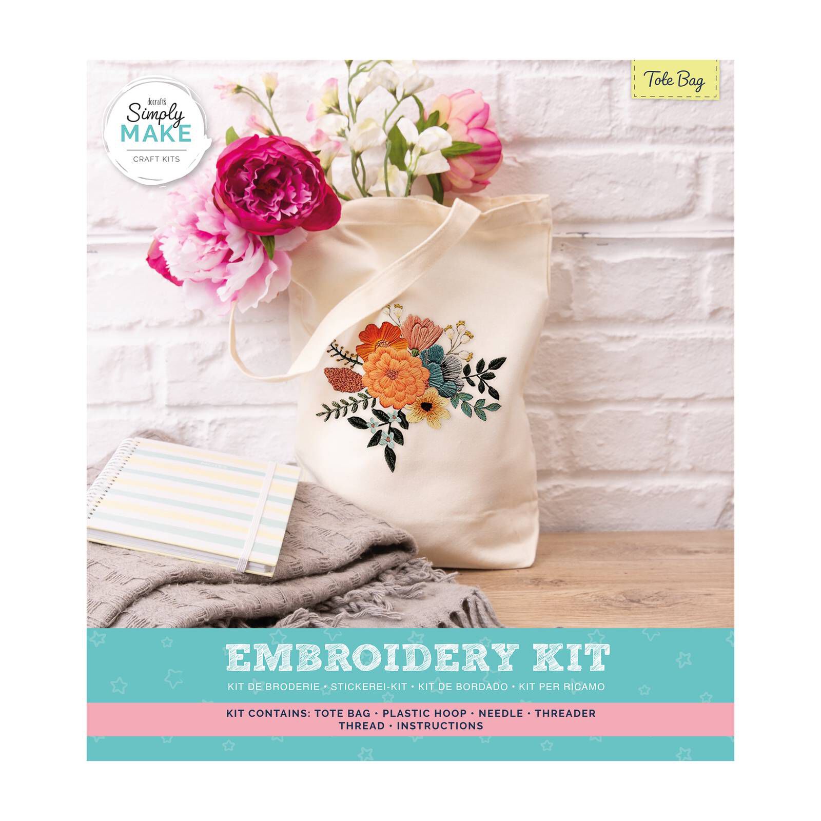 White Embroidery Tote Bag Kit Hobbycraft