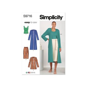 Simplicity Women's Top, Cardigan and Skirt  Sewing Pattern S9716 (D5 4-12)