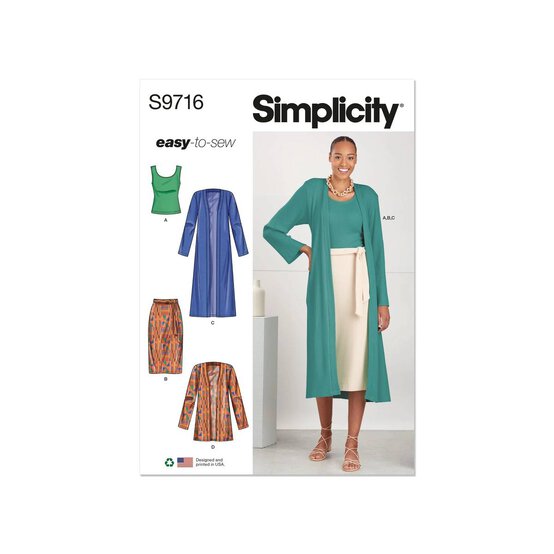Simplicity Women's Top, Cardigan and Skirt  Sewing Pattern S9716 (D5 4-12) image number 1