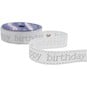Gold and Grey Happy Birthday Satin Ribbon 16mm x 4m image number 3