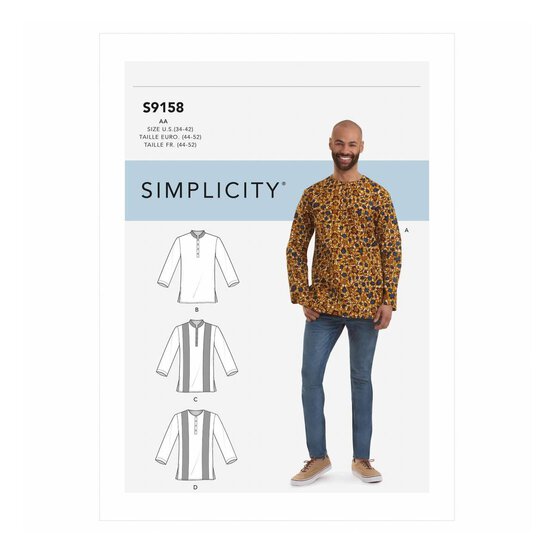 Simplicity Men&rsquo;s Shirt Sewing Pattern S9158 (44-52) image number 1