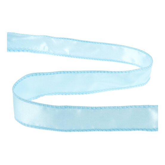 Light Blue Wire Edge Satin Ribbon 25mm x 3m image number 1