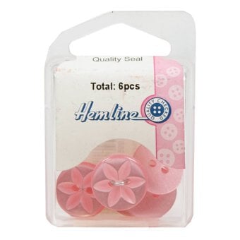 Hemline Pink Basic Star Button 6 Pack