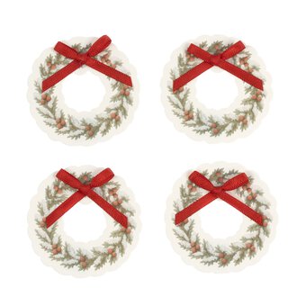 Wreath with Bow Card Toppers 4 Pack