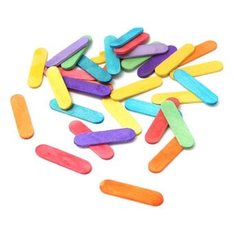 Mini Coloured Wooden Lolly Sticks 50 Pack