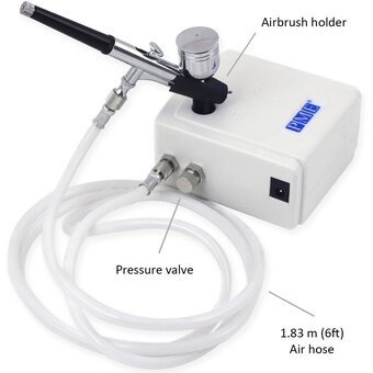 Master Airbrush Multi-Purpose Airbrushing System Kit with Portable Mini Air  Compressor - Gravity Feed Dual-Action Airbrush Hose How-to-Airbrush Guide  Booklet - Hobby Craft Cake Decorating Tattoo Black