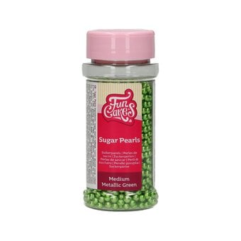 FunCakes Metallic Green Sugar Pearls 4mm 80g