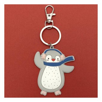 Christmas Penguin Soft Rubber Keyring