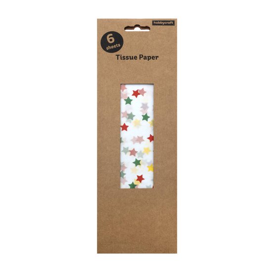 Multicoloured Star Printed Tissue Paper 50cm x 70cm 6 Pack image number 3