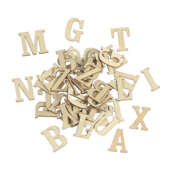 Natural Wooden Letters 52 Pieces image number 1