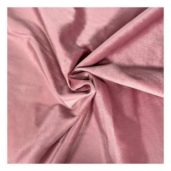 Dusky Pink Plain Dyed Velour Fabric by the Metre image number 1
