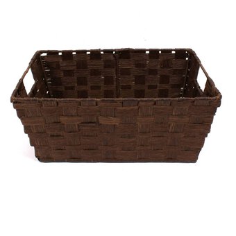 Chocolate Brown Paper Storage Basket 33cm x 23cm x 14cm